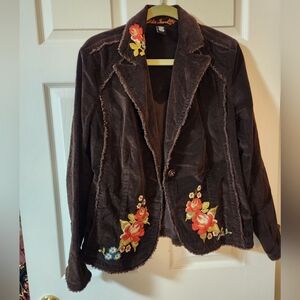 Embroidered Brown Blazer